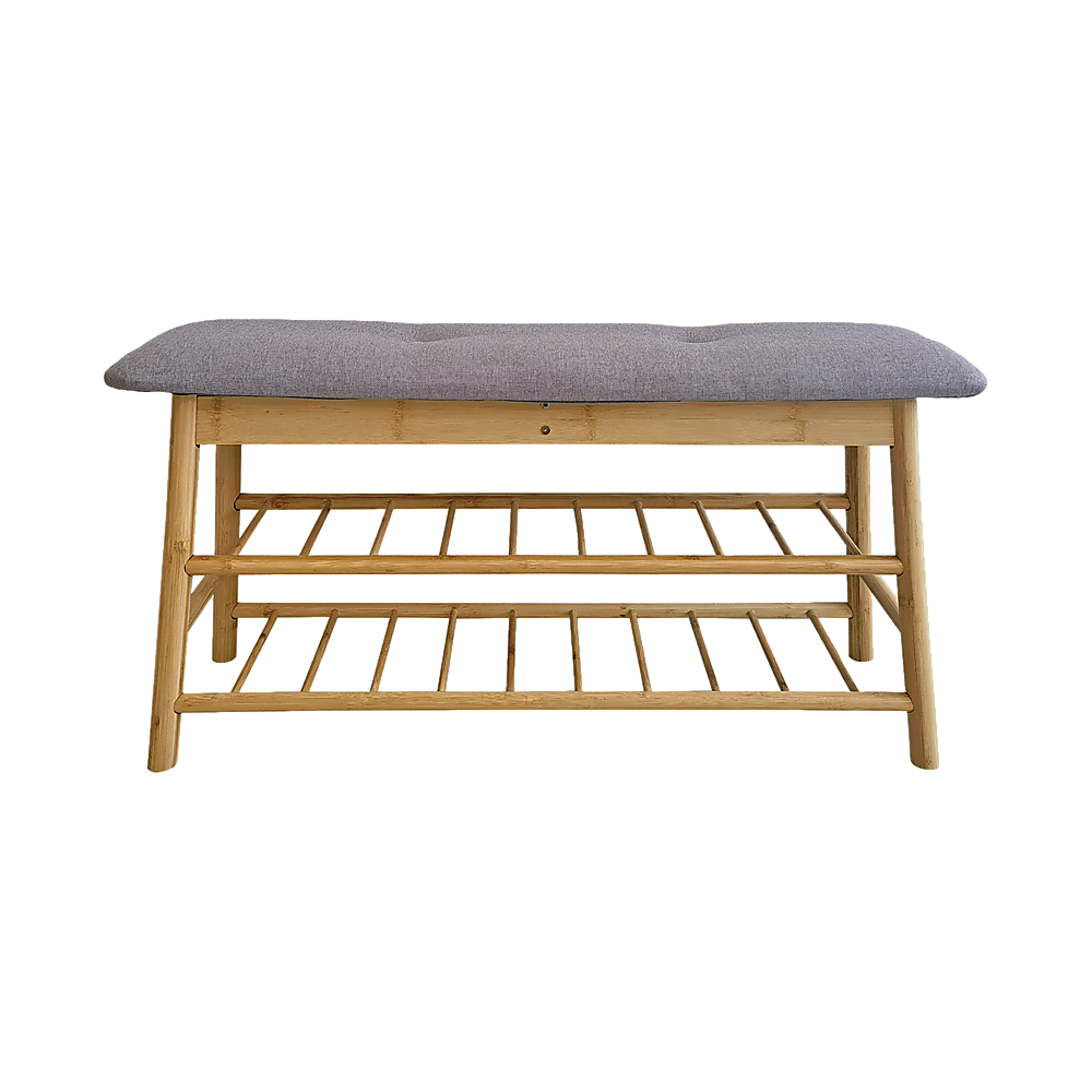 Bamboo Shoe Storage Bench Entryway Shoe Rack Cabinet with Cushion Seat & Hidden Storage
