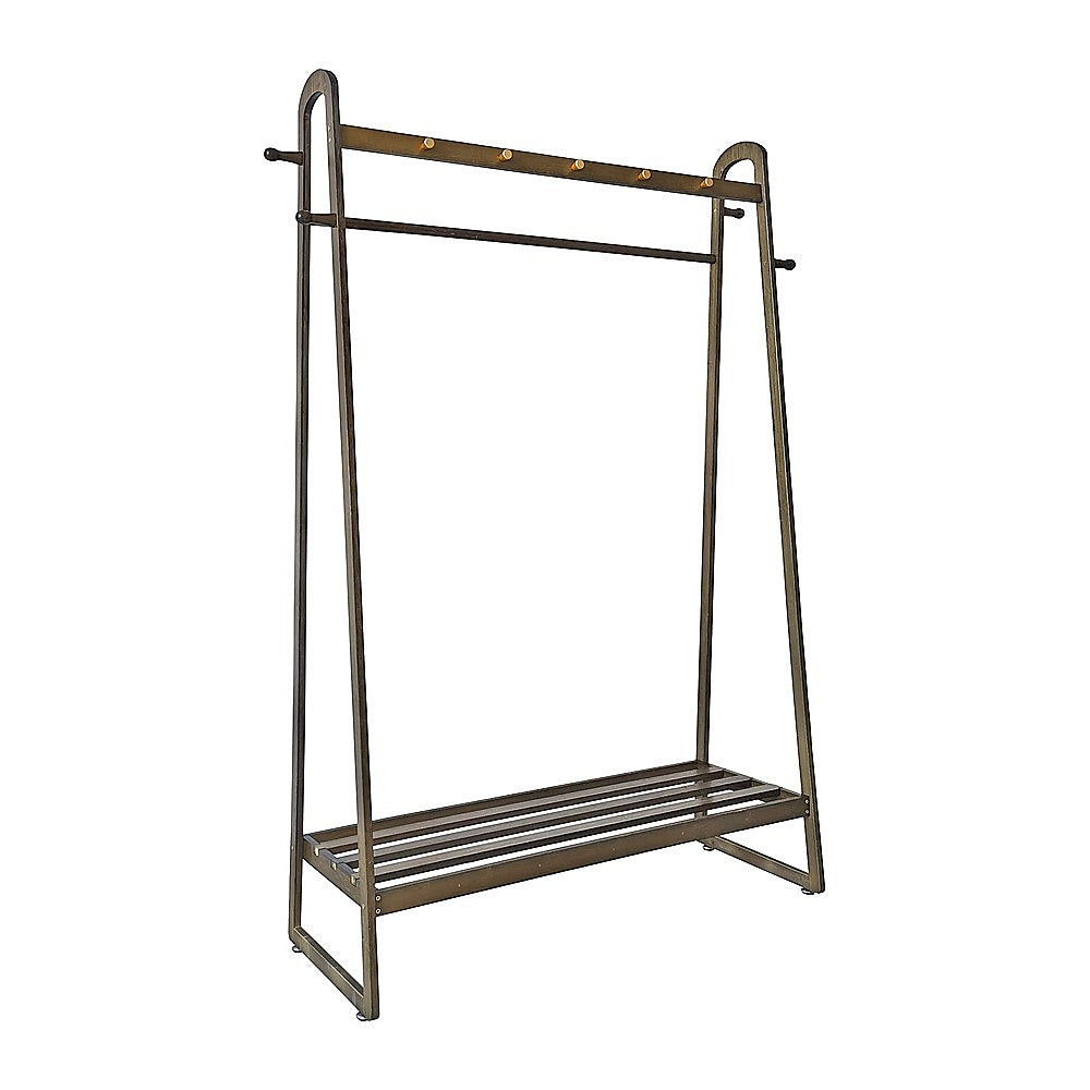 Clothing & Wardrobe Storage: Dark Wood 160x100cm Clothes Rack Slim Stylish Space Saving