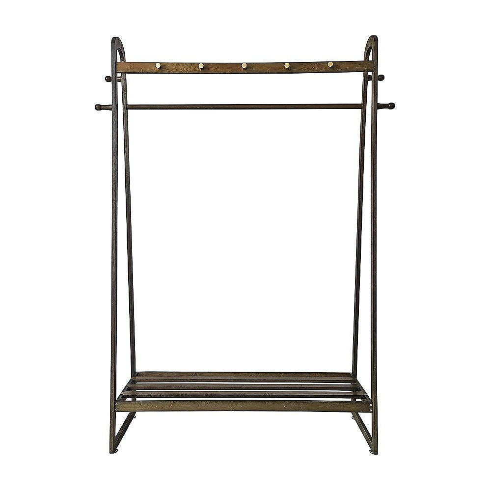 Clothing & Wardrobe Storage: Dark Wood 160x100cm Clothes Rack Slim Stylish Space Saving