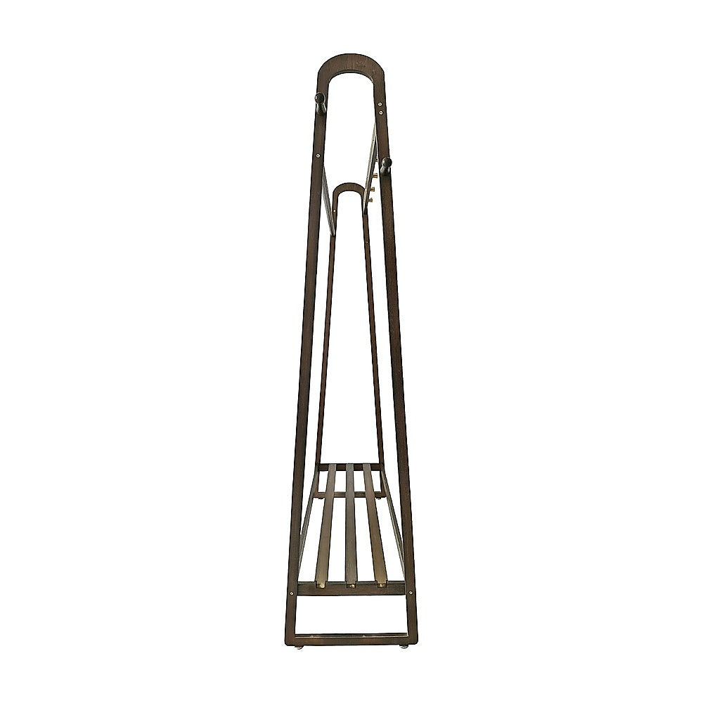 Clothing & Wardrobe Storage: Dark Wood 160x100cm Clothes Rack Slim Stylish Space Saving