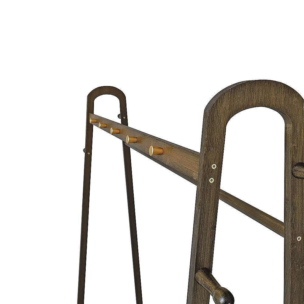 Clothing & Wardrobe Storage: Dark Wood 160x100cm Clothes Rack Slim Stylish Space Saving