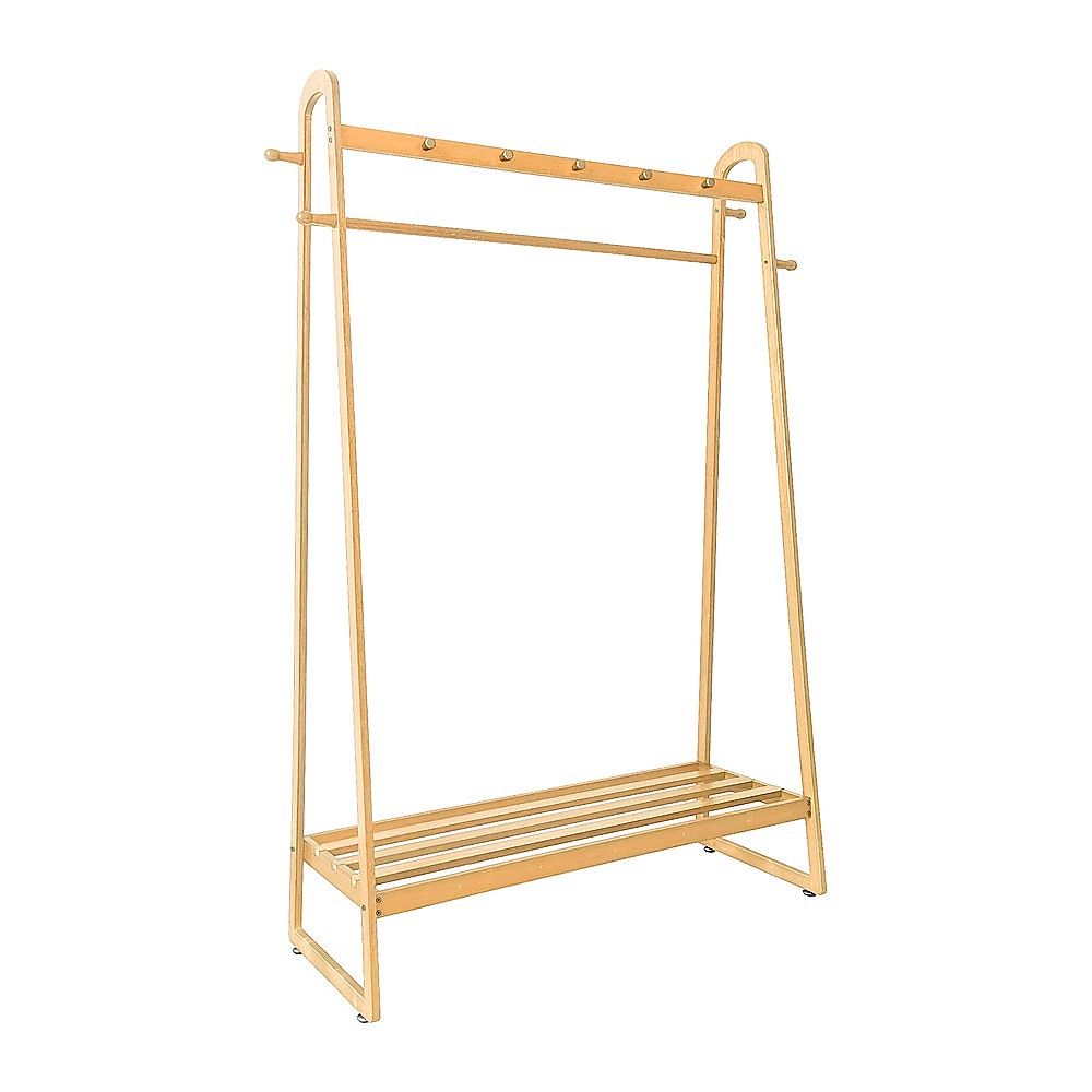 Clothing & Wardrobe Storage: Wood 160x100cm Clothes Rack Slim Stylish Space Saving