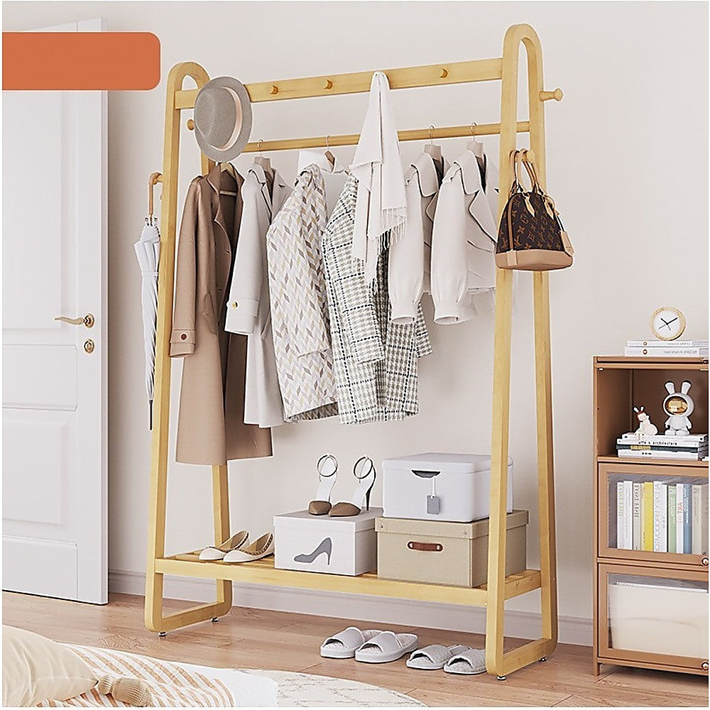 Clothing & Wardrobe Storage: Wood 160x100cm Clothes Rack Slim Stylish Space Saving