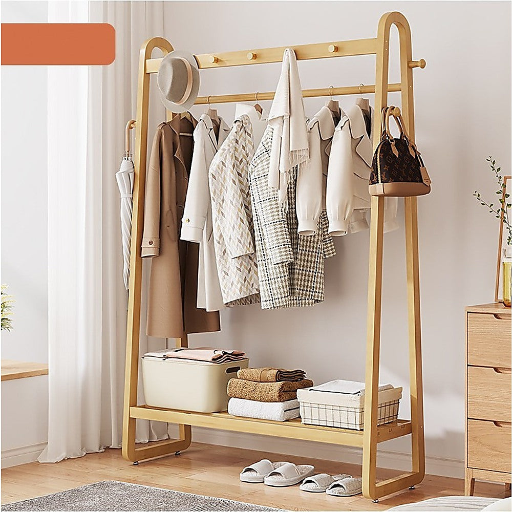 Clothing & Wardrobe Storage: Wood 160x100cm Clothes Rack Slim Stylish Space Saving