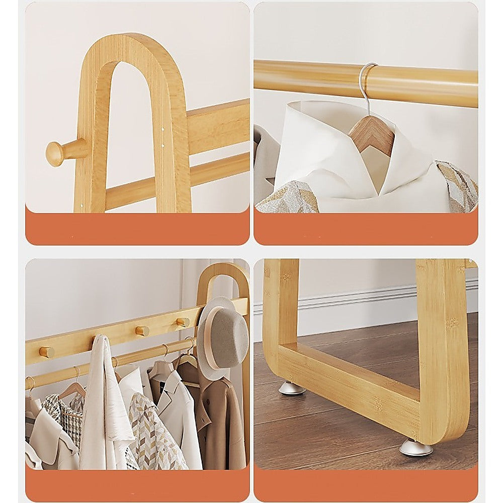 Clothing & Wardrobe Storage: Wood 160x100cm Clothes Rack Slim Stylish Space Saving