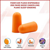 Bath Additives: Foam Ear Plugs Disposable 200 Pairs Noise Cancelling Plane Sleep Snoring