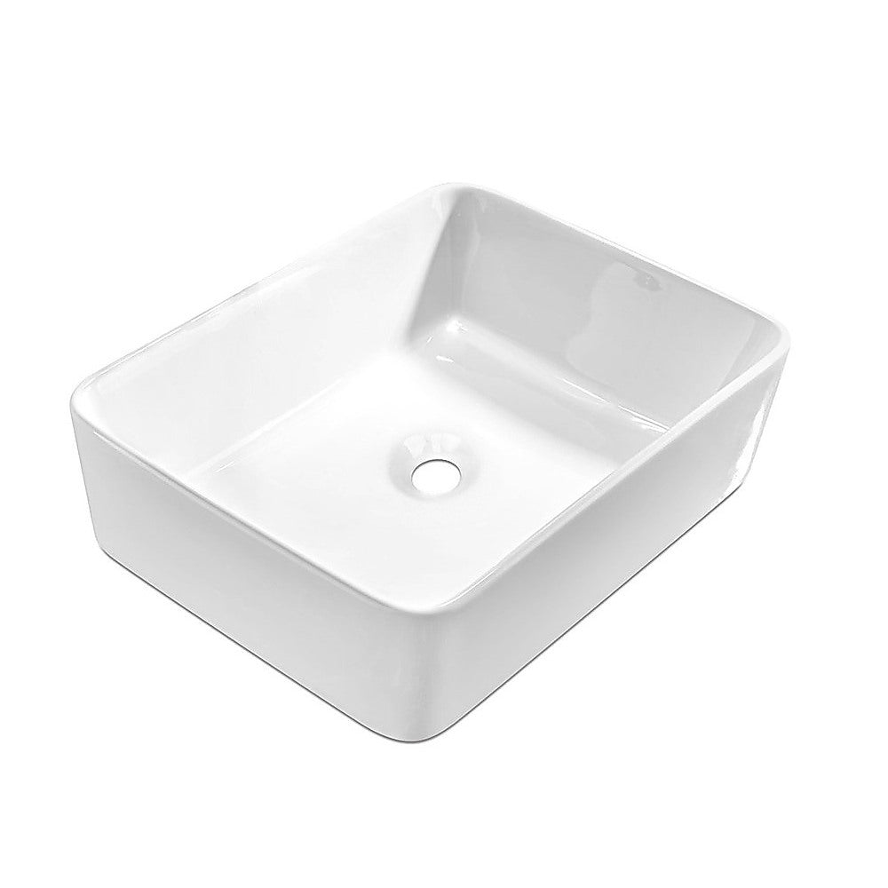 48cm Ceramic Above Counter Bathroom Basin Square Vanity Sink Countertop Wash Basin White