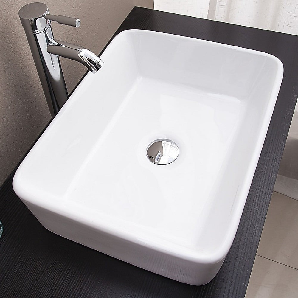 48cm Ceramic Above Counter Bathroom Basin Square Vanity Sink Countertop Wash Basin White