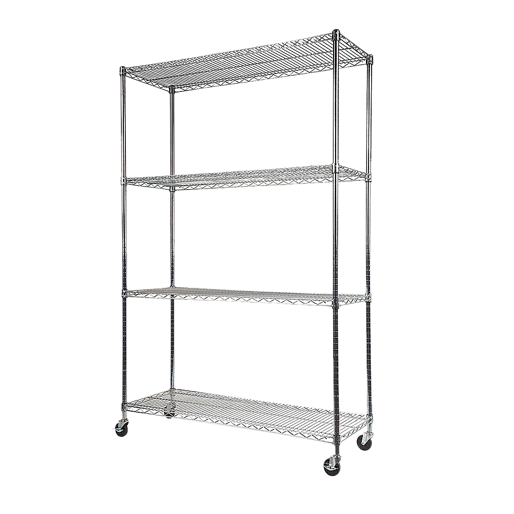 Modular Wire Storage 120x45cm Steel Shelving Chrome With Wheels For Garage Kitchen Or Retail Storage