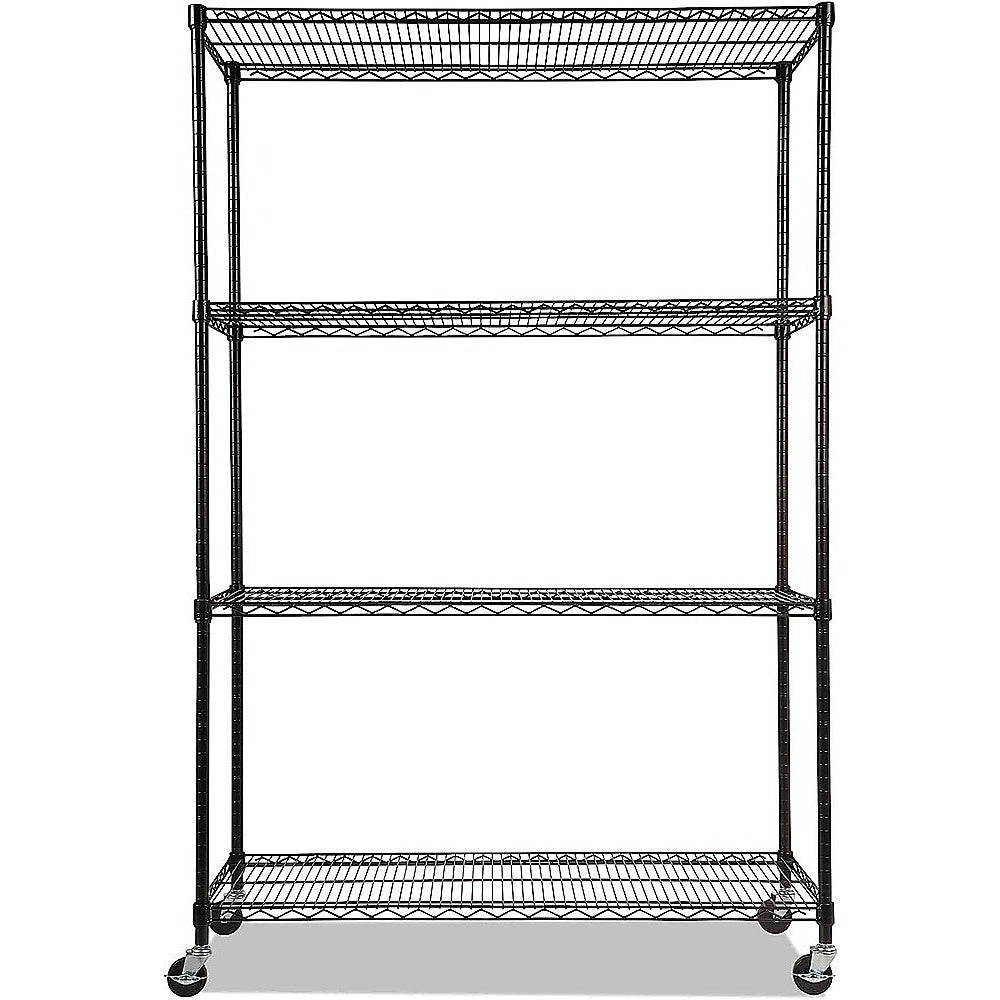 Modular Wire Storage 120x45cm Steel Shelving Black With Wheels For Garage Kitchen Or Retail Storage