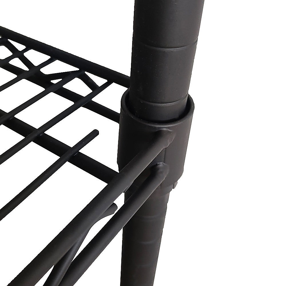 Modular Wire Storage 120x45cm Steel Shelving Black With Wheels For Garage Kitchen Or Retail Storage
