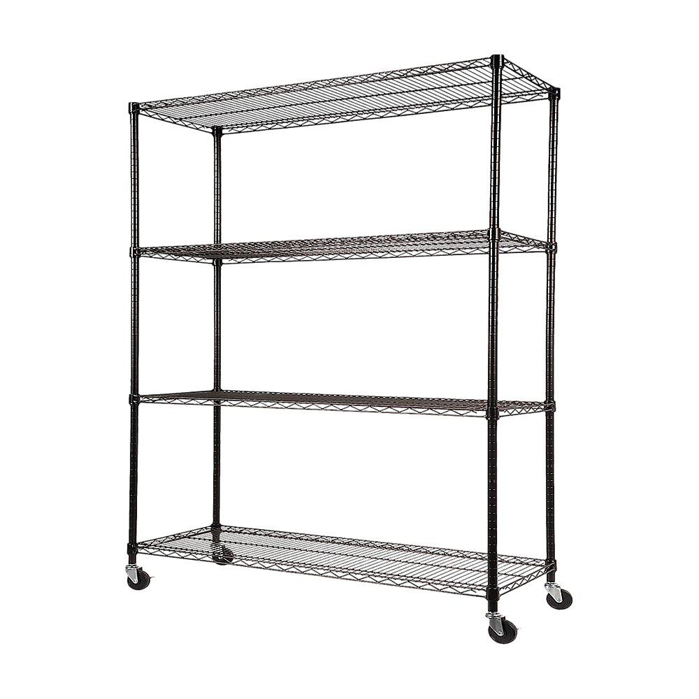 Modular Wire Storage 120x45cm Steel Shelving Black With Wheels For Garage Kitchen Or Retail Storage