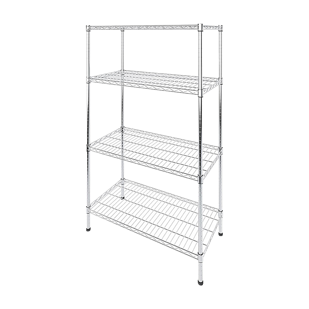 Modular Wire Storage 90x35cm Steel Shelving Chrome With Fixed Legs For Garage Warehouse Or Kitchen Organisation
