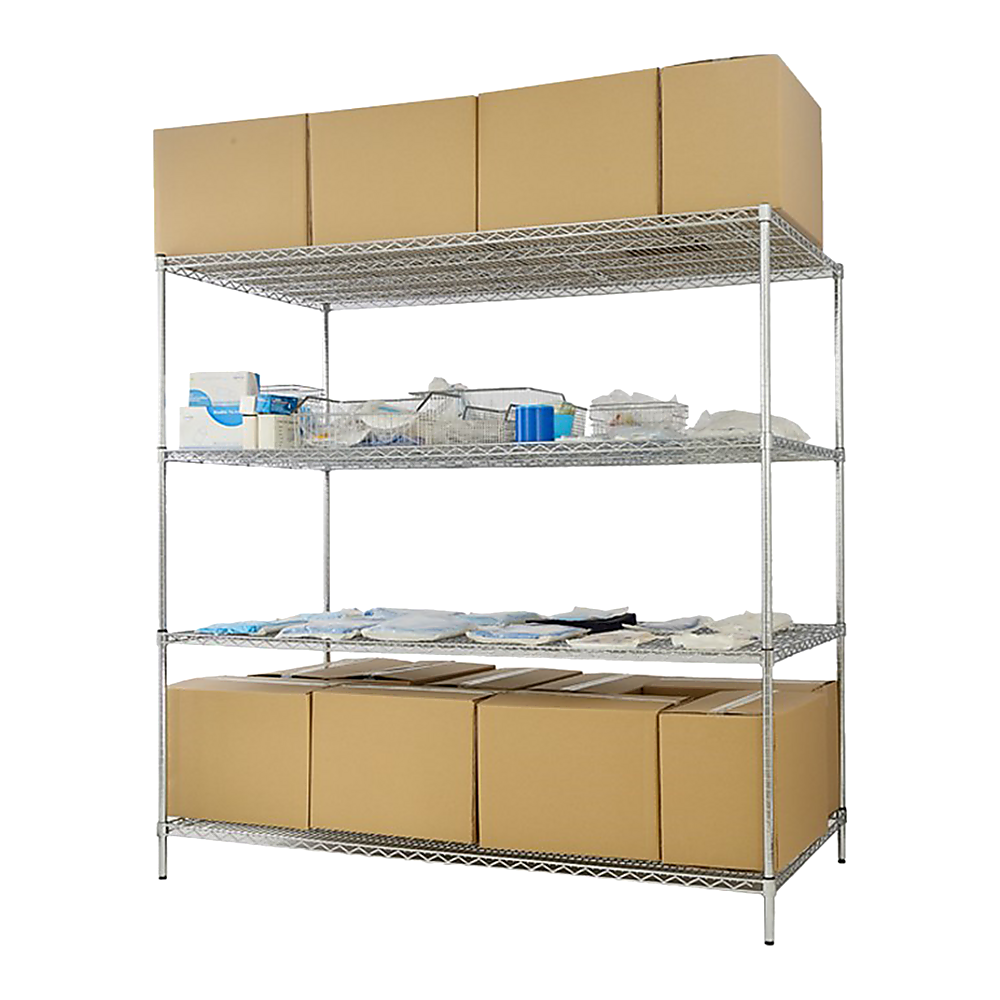Modular Wire Storage 90x35cm Steel Shelving Chrome With Fixed Legs For Garage Warehouse Or Kitchen Organisation