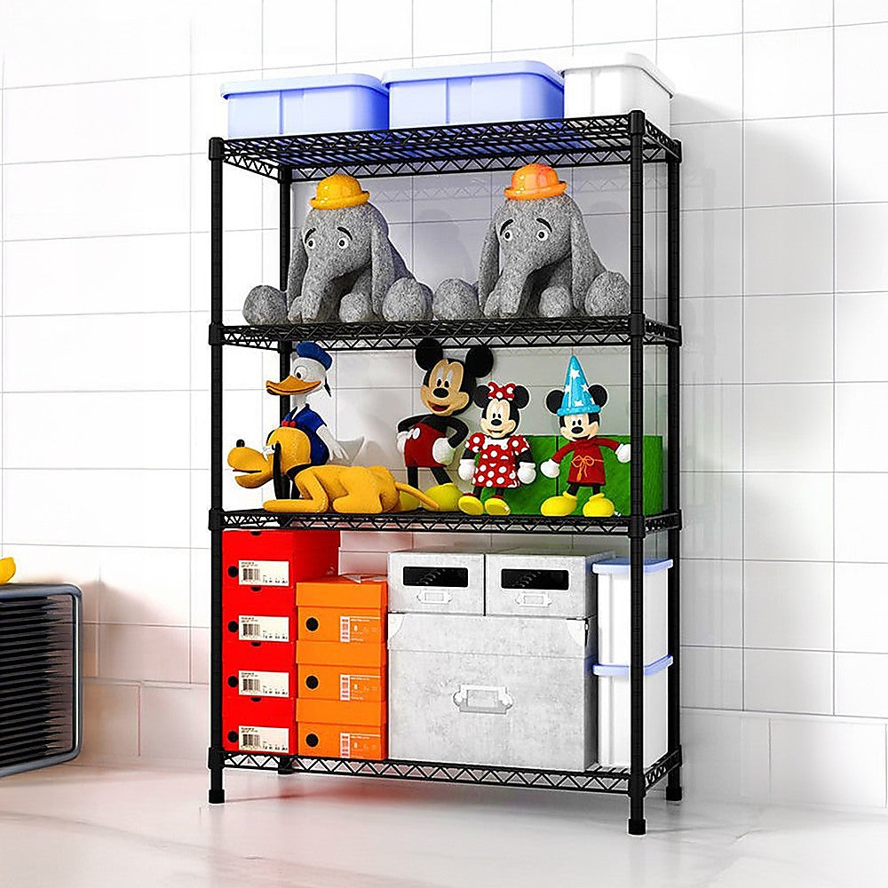 Modular Wire Storage 90x35cm Steel Shelving Black With Fixed Legs For Garage Warehouse Or Kitchen Organisation