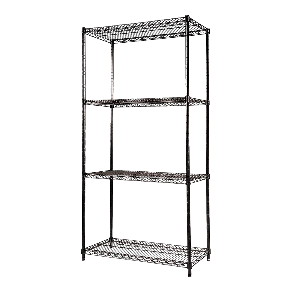 Modular Wire Storage 90x35cm Steel Shelving Black With Fixed Legs For Garage Warehouse Or Kitchen Organisation