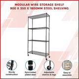 Storage Cabinets: Modular Wire Storage Shelf 900 x 350 x 1800mm Steel Shelving