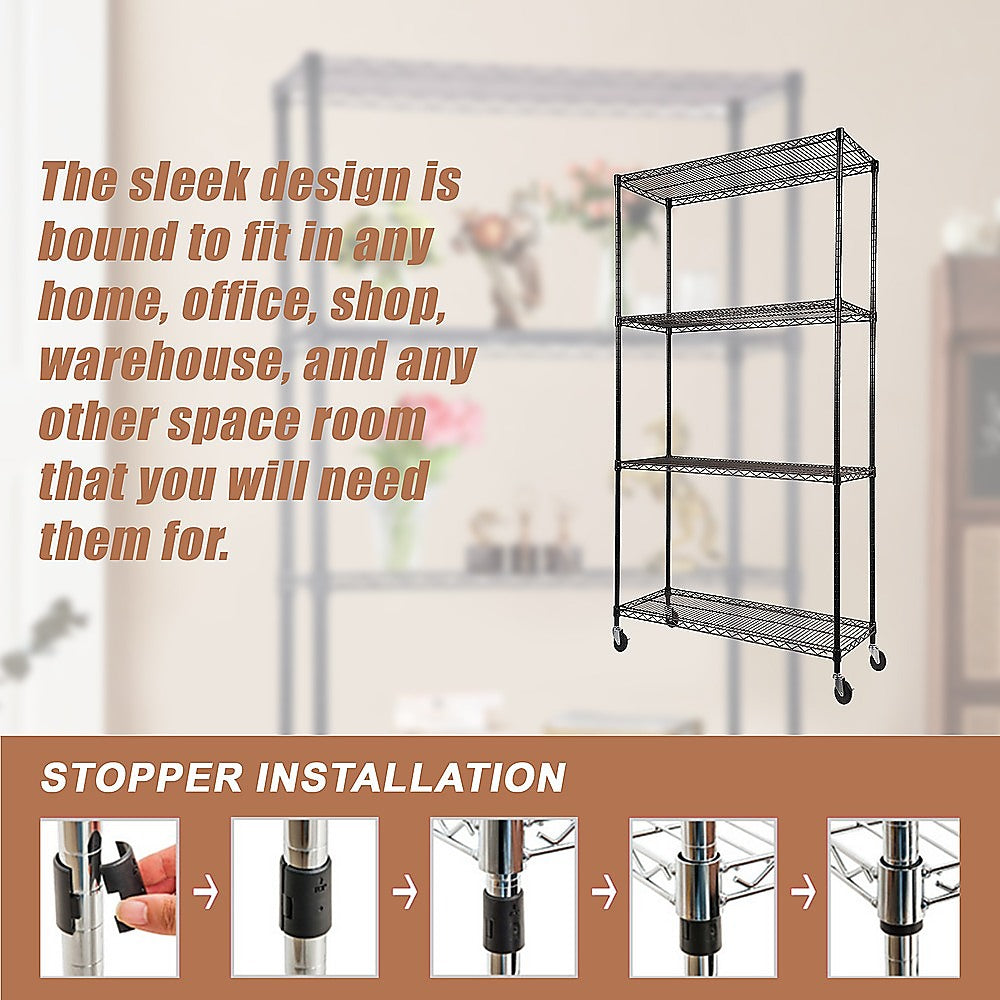 Storage Cabinets: Modular Wire Storage Shelf 900 x 350 x 1800mm Steel Shelving