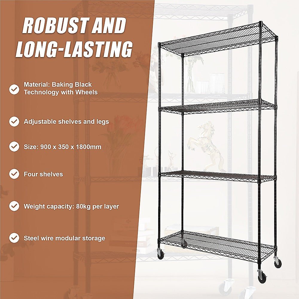 Storage Cabinets: Modular Wire Storage Shelf 900 x 350 x 1800mm Steel Shelving