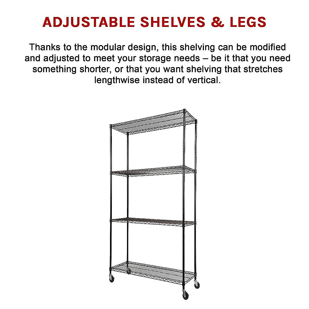 Storage Cabinets: Modular Wire Storage Shelf 900 x 350 x 1800mm Steel Shelving
