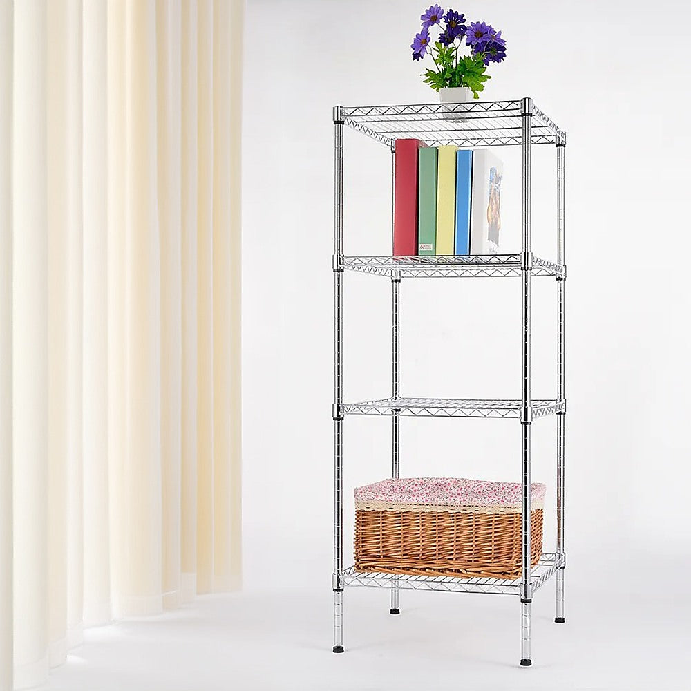 Modular Wire Storage 60x60cm Steel Shelving Chrome With Fixed Legs For Garage Warehouse Or Kitchen Organisation