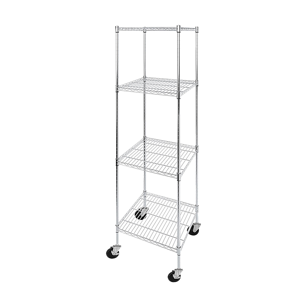 Modular Wire Storage 60x60cm Steel Shelving Chrome With Wheels For Garage Warehouse Or Kitchen Organisation