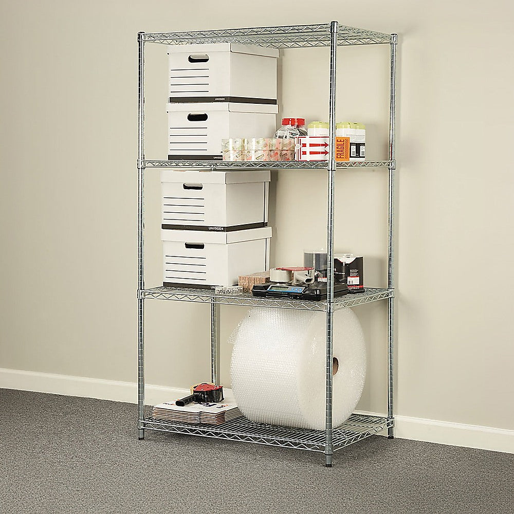 Modular Wire Storage 120x60cm Steel Shelving Chrome With Fixed Legs For Garage Warehouse Or Kitchen Organisation