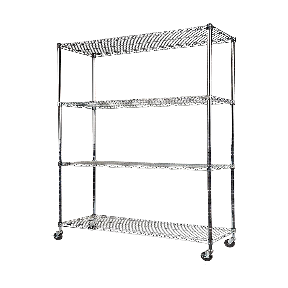Modular Wire Storage 120x60cm Steel Shelving Chrome With Wheels For Garage Warehouse Or Kitchen Organisation