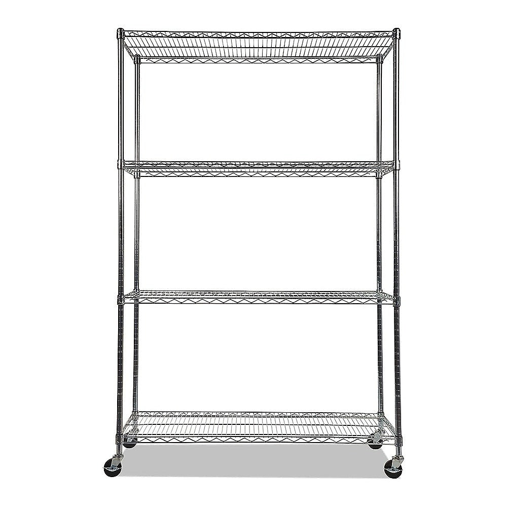 Modular Wire Storage 120x60cm Steel Shelving Chrome With Wheels For Garage Warehouse Or Kitchen Organisation