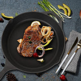 Skillets & Frying Pans: Non-stick Frying Pan Cast Iron Steak Skillet Round BBQ Grill Cookware 30cm