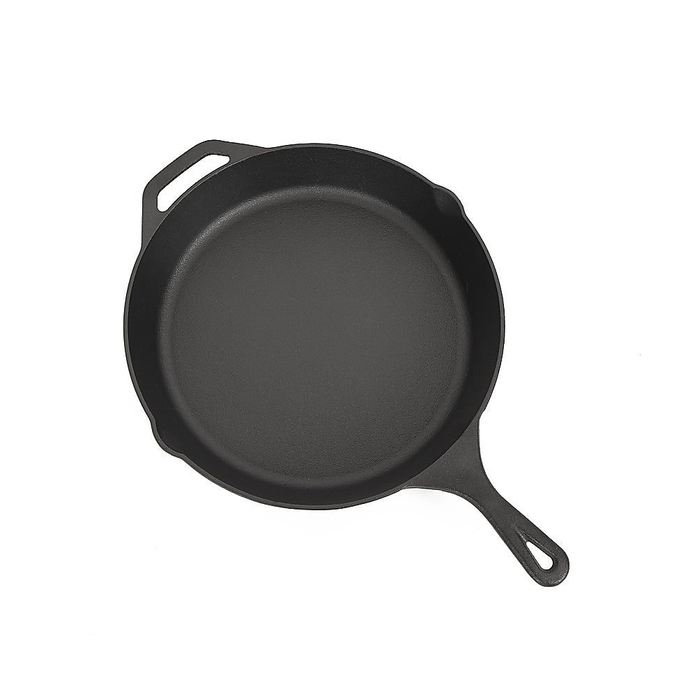 Skillets & Frying Pans: Non-stick Frying Pan Cast Iron Steak Skillet Round BBQ Grill Cookware 30cm