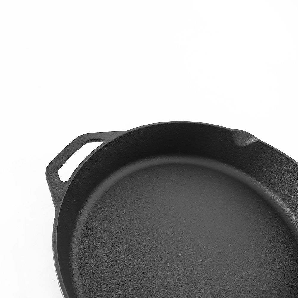 Skillets & Frying Pans: Non-stick Frying Pan Cast Iron Steak Skillet Round BBQ Grill Cookware 30cm