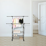Clothing & Wardrobe Storage: Heavy Duty Commercial Garment Rack Double Bar Rolling Collapsible Clothing Shelf