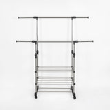 Clothing & Wardrobe Storage: Heavy Duty Commercial Garment Rack Double Bar Rolling Collapsible Clothing Shelf