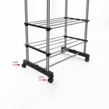 Clothing & Wardrobe Storage: Heavy Duty Commercial Garment Rack Double Bar Rolling Collapsible Clothing Shelf