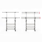 Clothing & Wardrobe Storage: Heavy Duty Commercial Garment Rack Double Bar Rolling Collapsible Clothing Shelf
