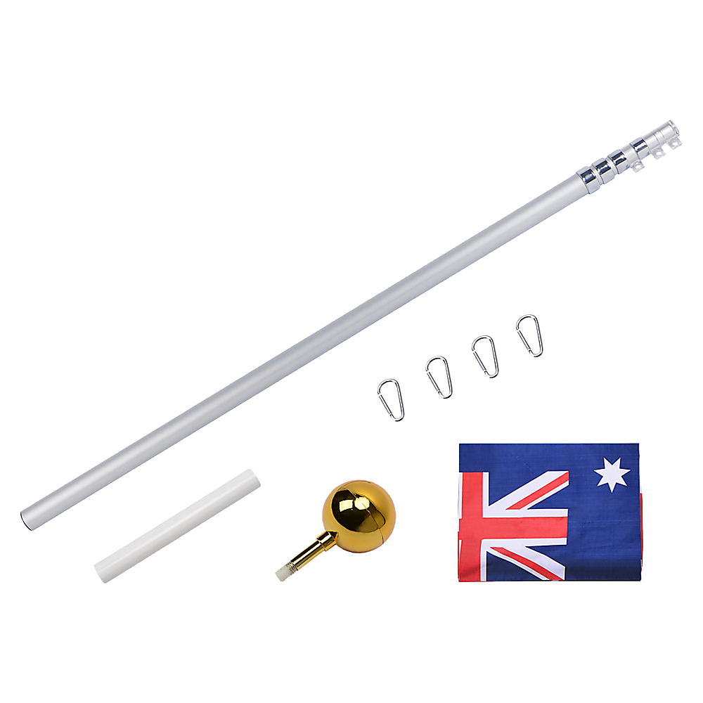 Canopies & Gazebos: 9.1m Flag Pole Kit Telescopic Heavy Duty 16 Gauge Aluminium with Flag