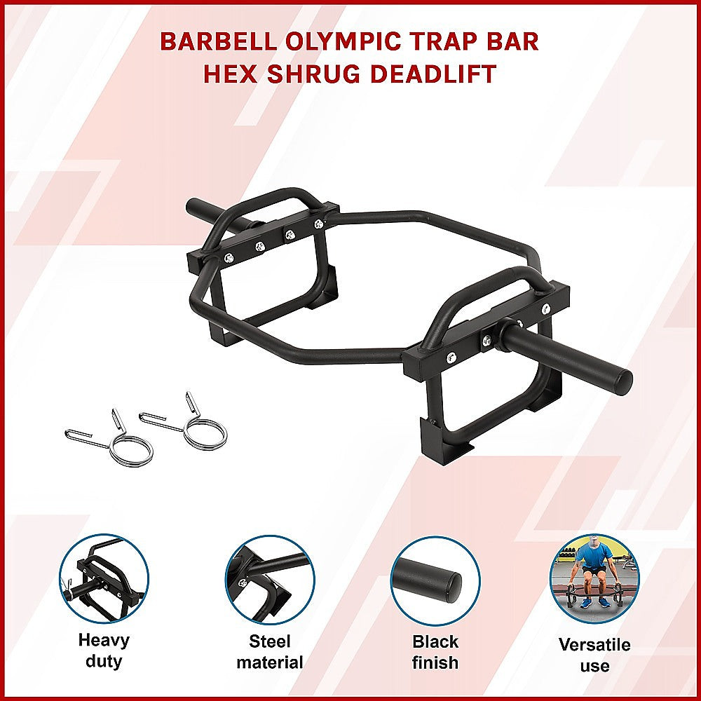 Gym Equipment & Accessories: Barbell Olympic Trap Bar Hex Shrug Deadlift