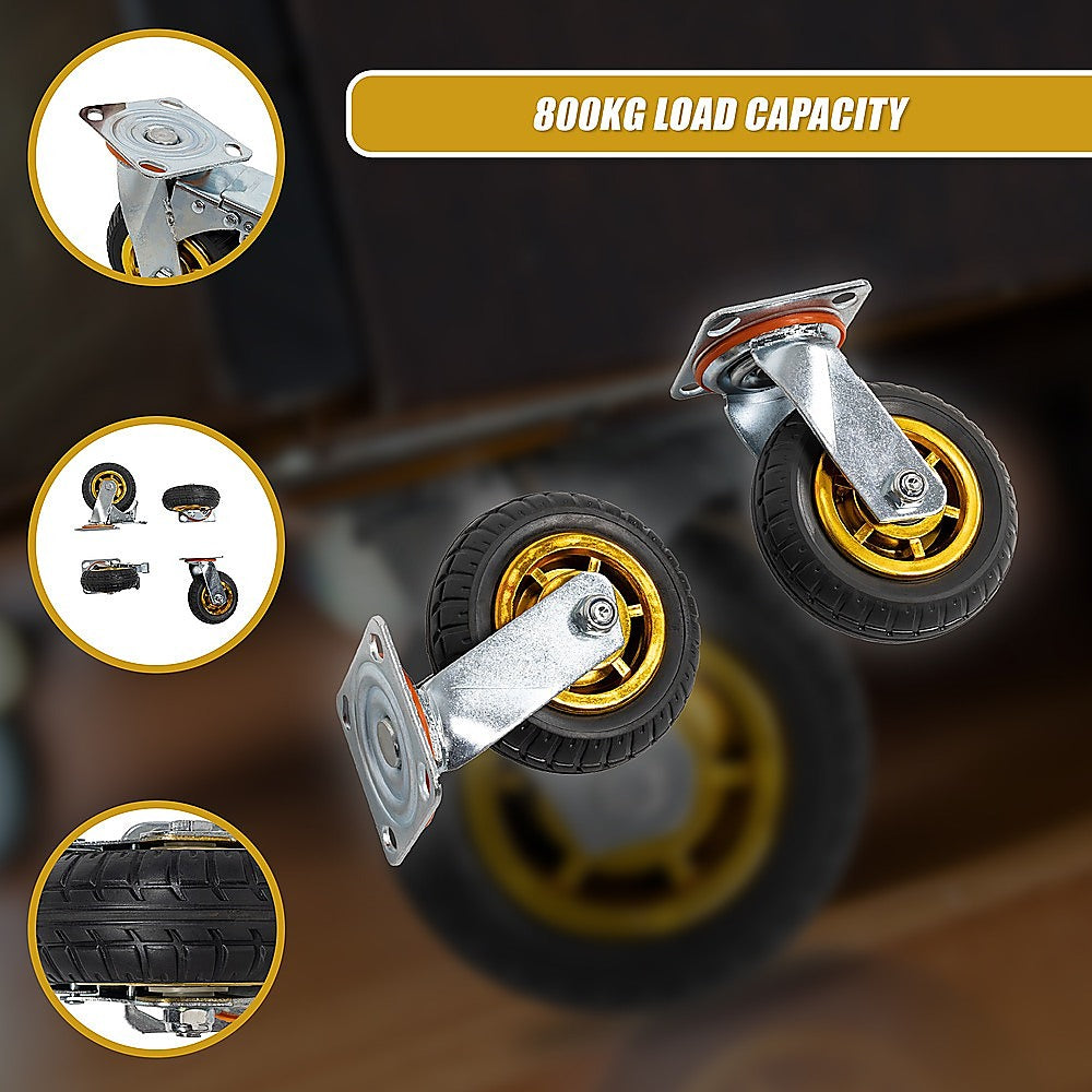 Ladders & Scaffolding: Castor Wheels 4 x 6" 150mm Swivel Silent Caster 2 Brakes 800KG