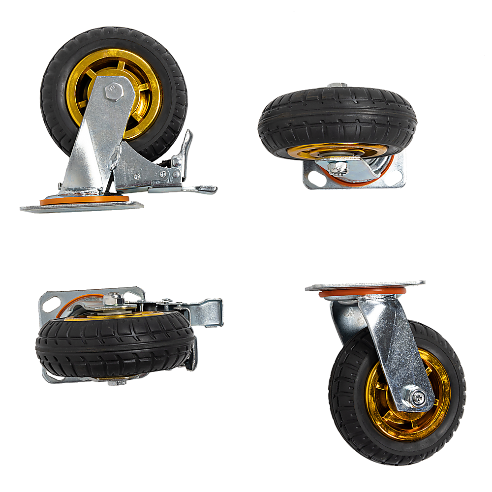 Ladders & Scaffolding: Castor Wheels 4 x 6" 150mm Swivel Silent Caster 2 Brakes 800KG