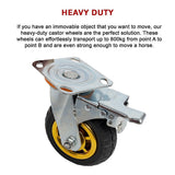Ladders & Scaffolding: Castor Wheels 4 x 6" 150mm Swivel Silent Caster 2 Brakes 800KG