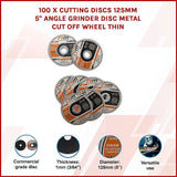 100 x Cutting Discs 125mm 5" Angle Grinder Disc Metal Cut Off Wheel Thin