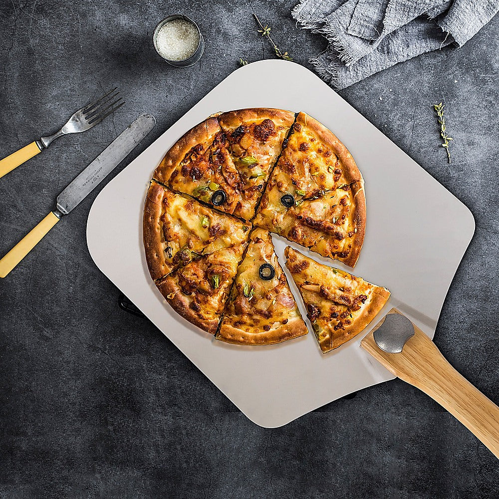 Kitchen Utensils: Metal Pizza Peel with Foldable Wood Handle