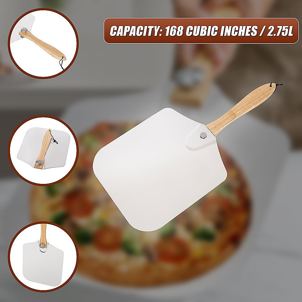 Kitchen Utensils: Metal Pizza Peel with Foldable Wood Handle