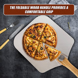 Kitchen Utensils: Metal Pizza Peel with Foldable Wood Handle