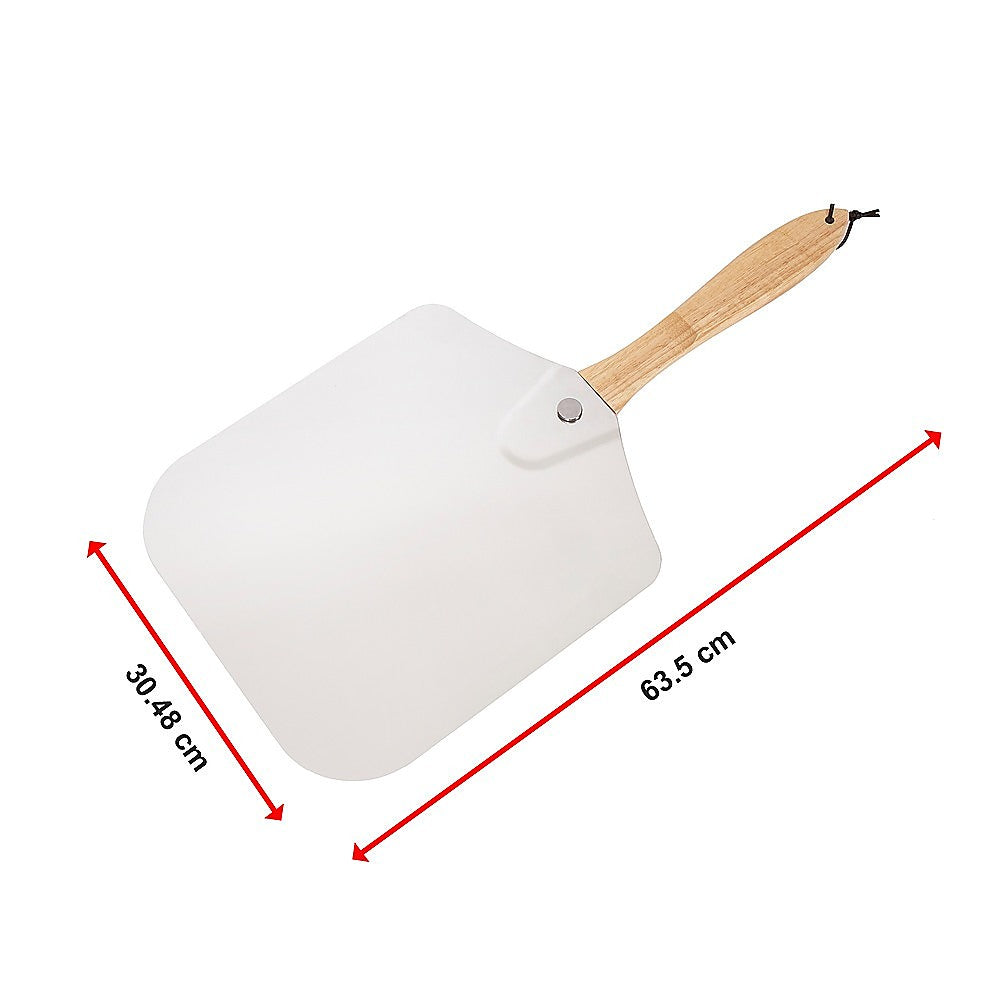 Kitchen Utensils: Metal Pizza Peel with Foldable Wood Handle