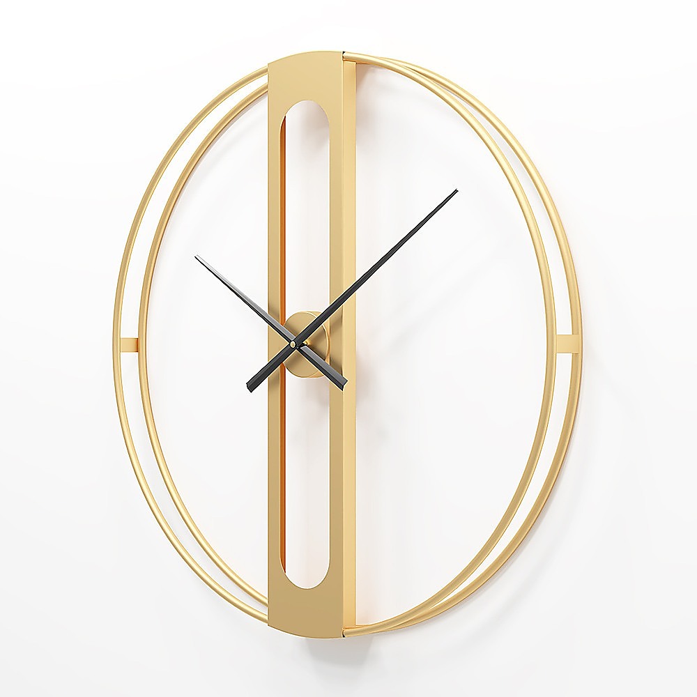 Clocks: Gold Clover Metal Wall Clock