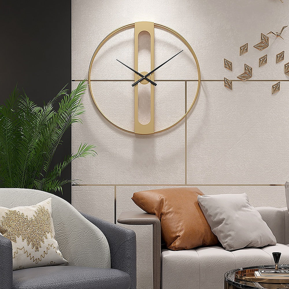 Clocks: Gold Clover Metal Wall Clock