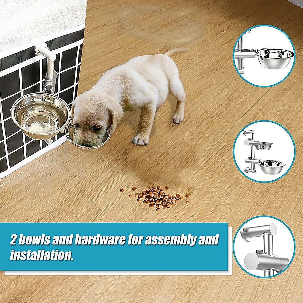 Wall Mounted Dog Bowl Adjustable Height Pet Feeder For Easy Feeding