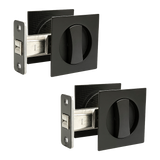 2x Contemporary Entry Square Pocket Door Hardware with Key